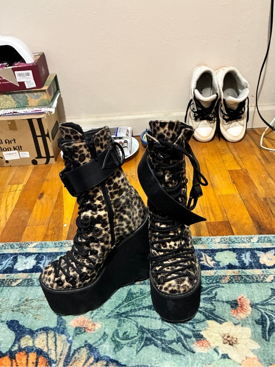 Dolls Kill Shoes - Dolls Kill Leopard Print Platform Boots – Size 6 – Like New